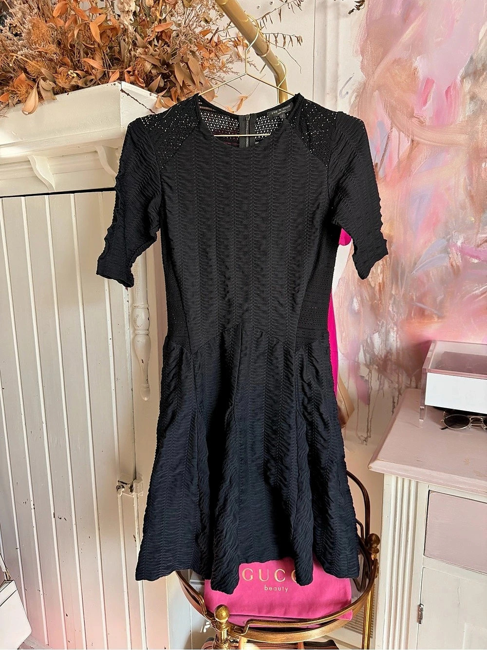 rag & bone Black Textured Mini Dress Like New